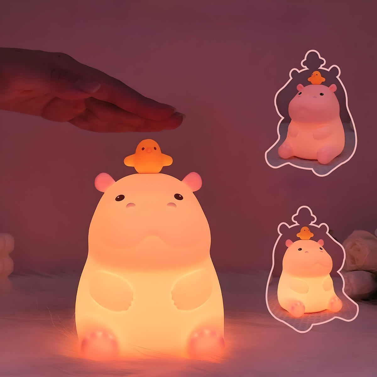 Veilleuse hippopotame rechargeable lumière douce bébé