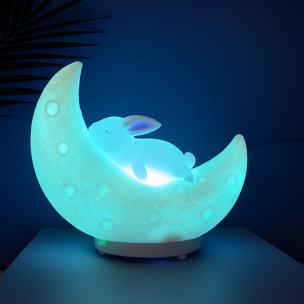 Veilleuse lapin lune décorative lumière douce enfant