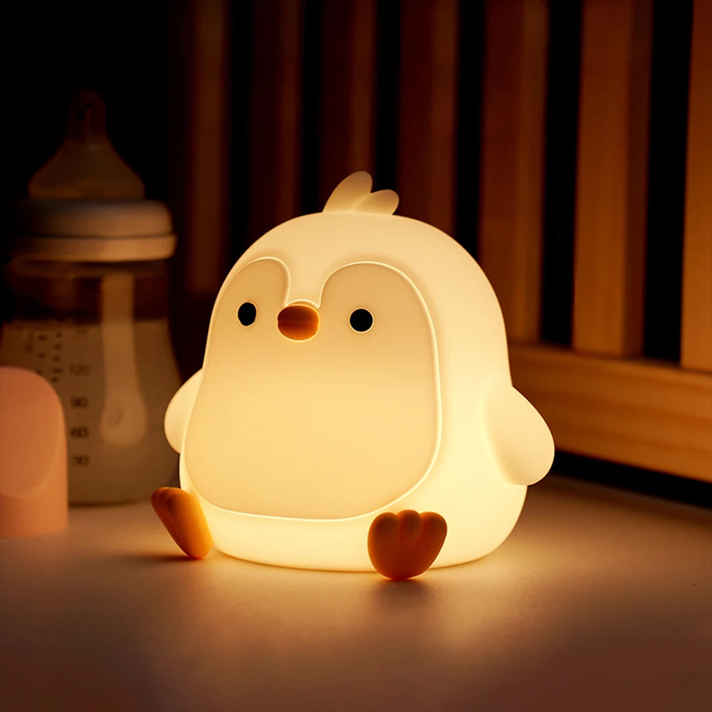 Veilleuse pingouin led silicone nomade lumière douce enfant