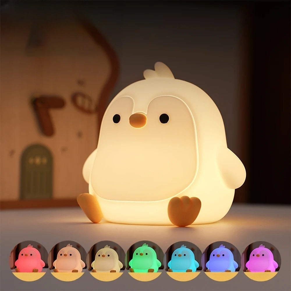 Veilleuse pingouin led silicone nomade lumière douce enfant