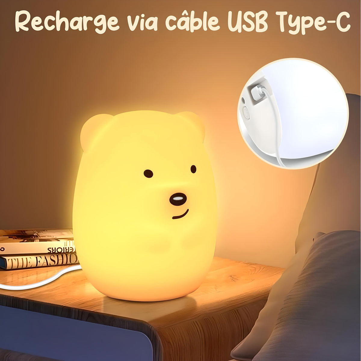 Veilleuse ourson télécommandée lumière douce enfant