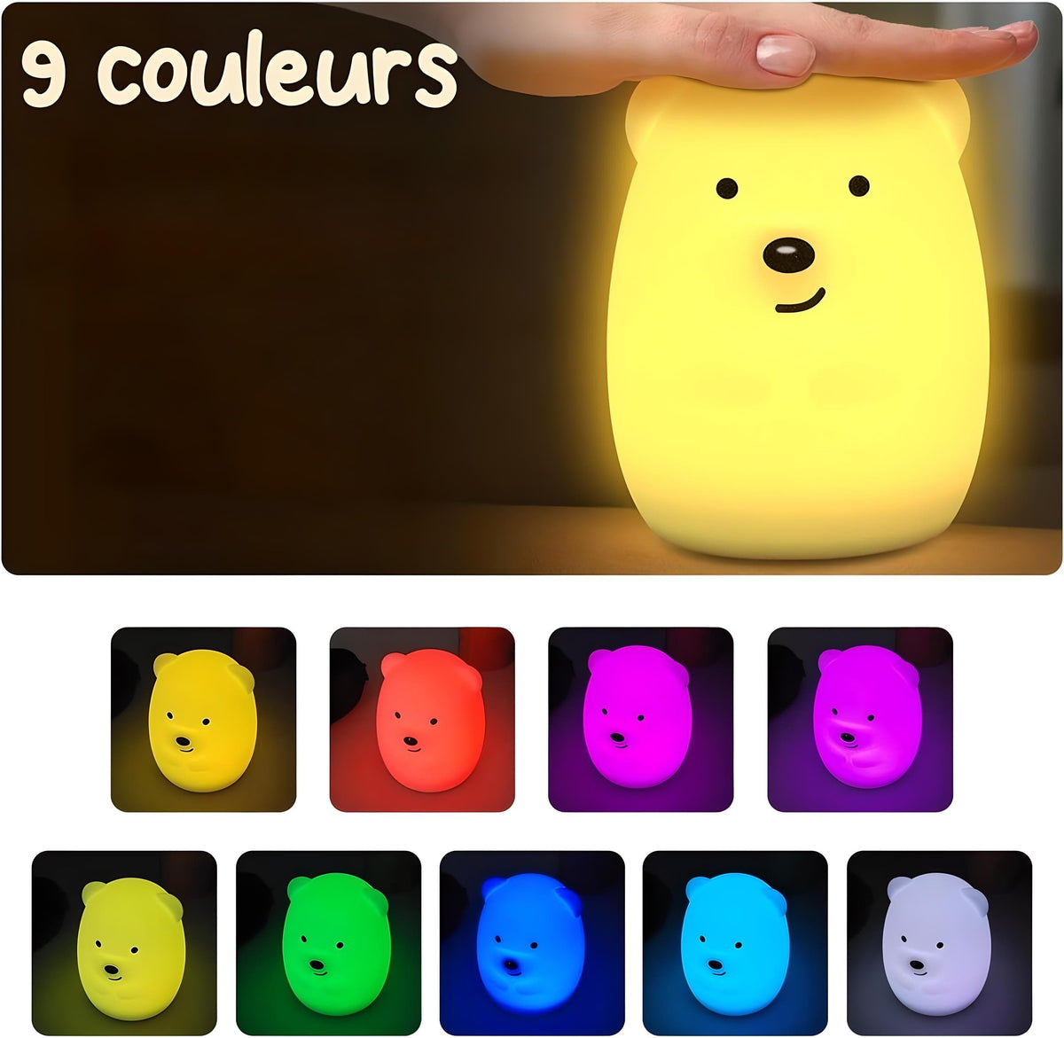 Veilleuse ourson télécommandée lumière douce enfant