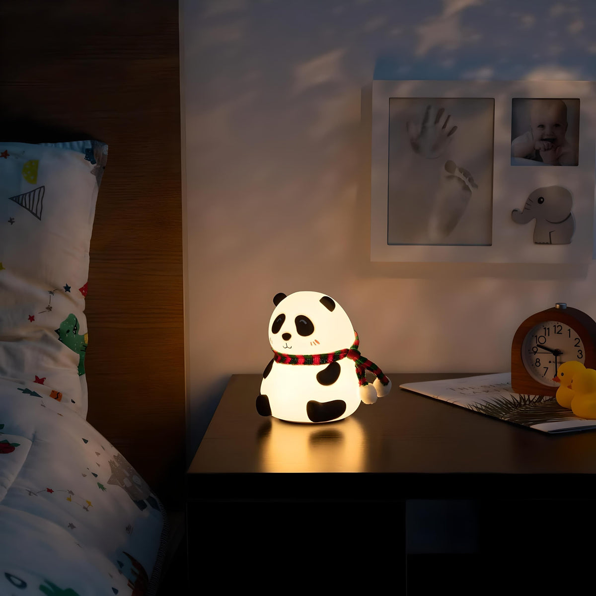 Veilleuse panda écharpe silicone mignonne led lumière apaisante