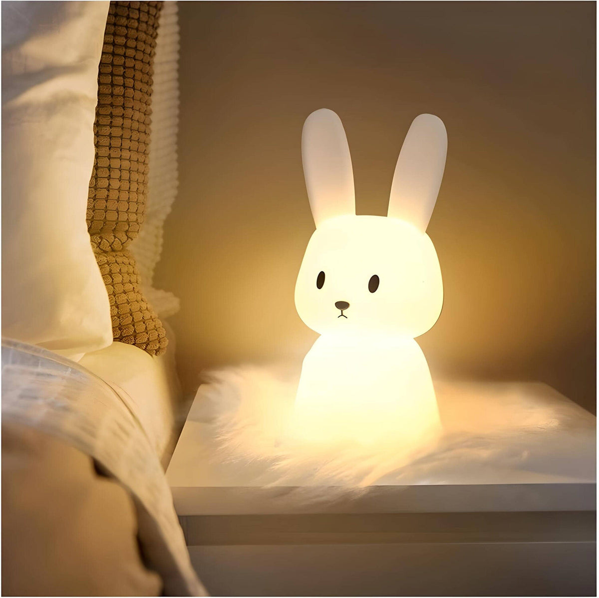 Veilleuse lapin multicolore silicone douce lumière enfant