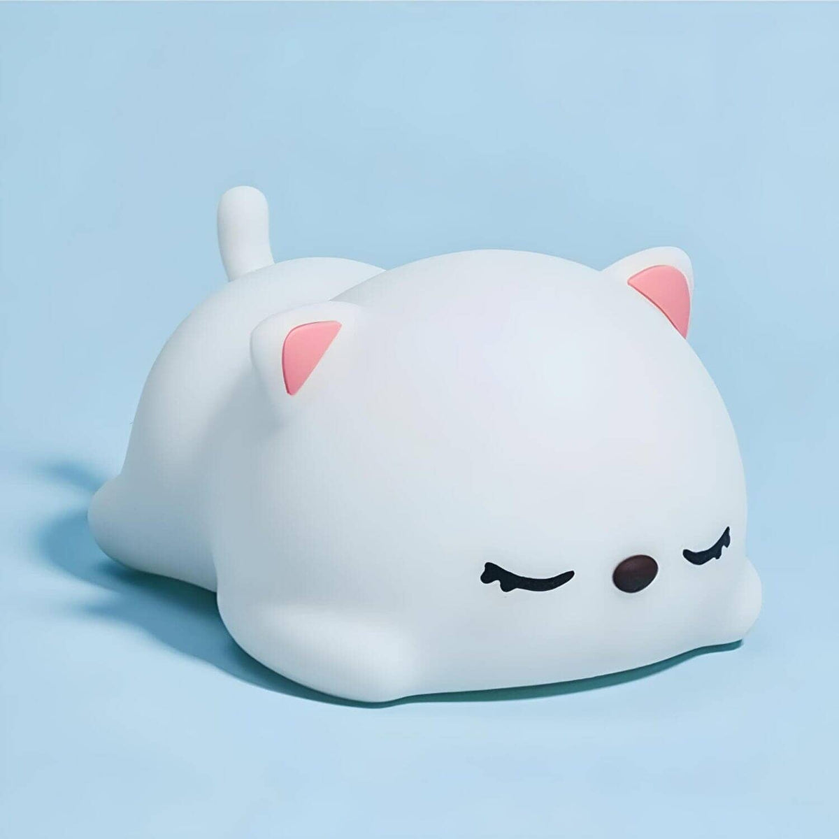 Veilleuse chat blanc led mignonne lumière douce de nuit