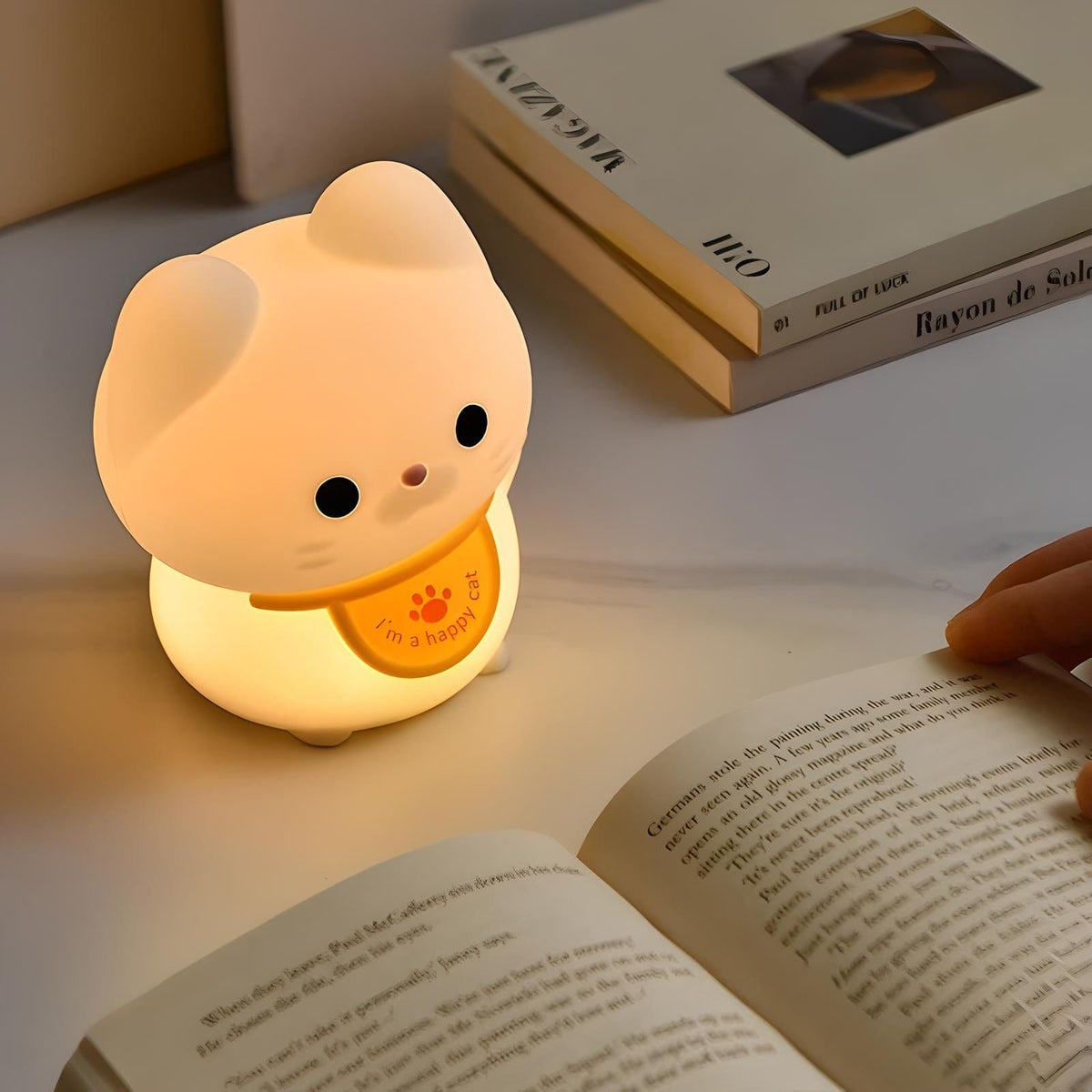 Veilleuse chat porte bonheur lumière apaisante enfant