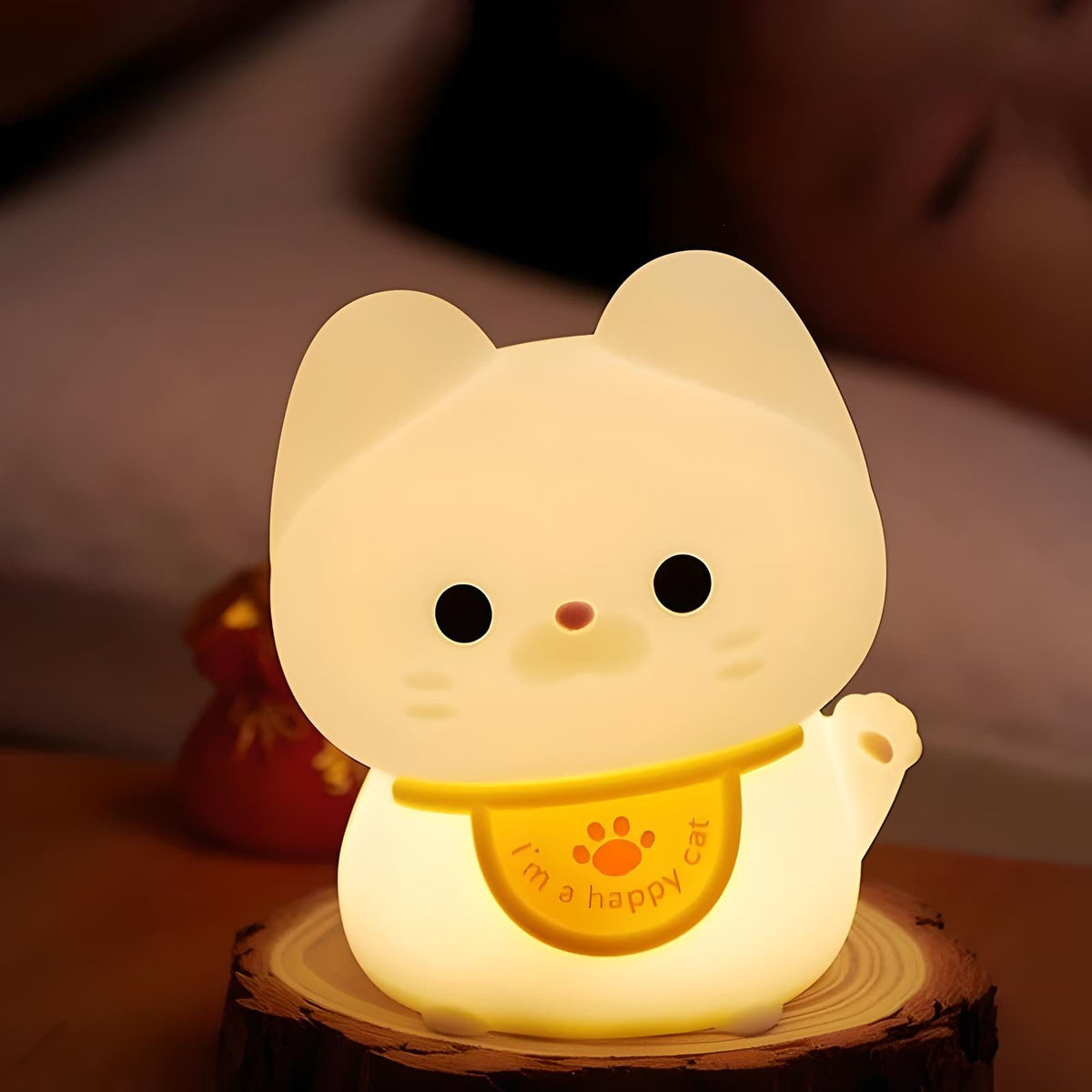 Veilleuse chat porte bonheur lumière apaisante enfant
