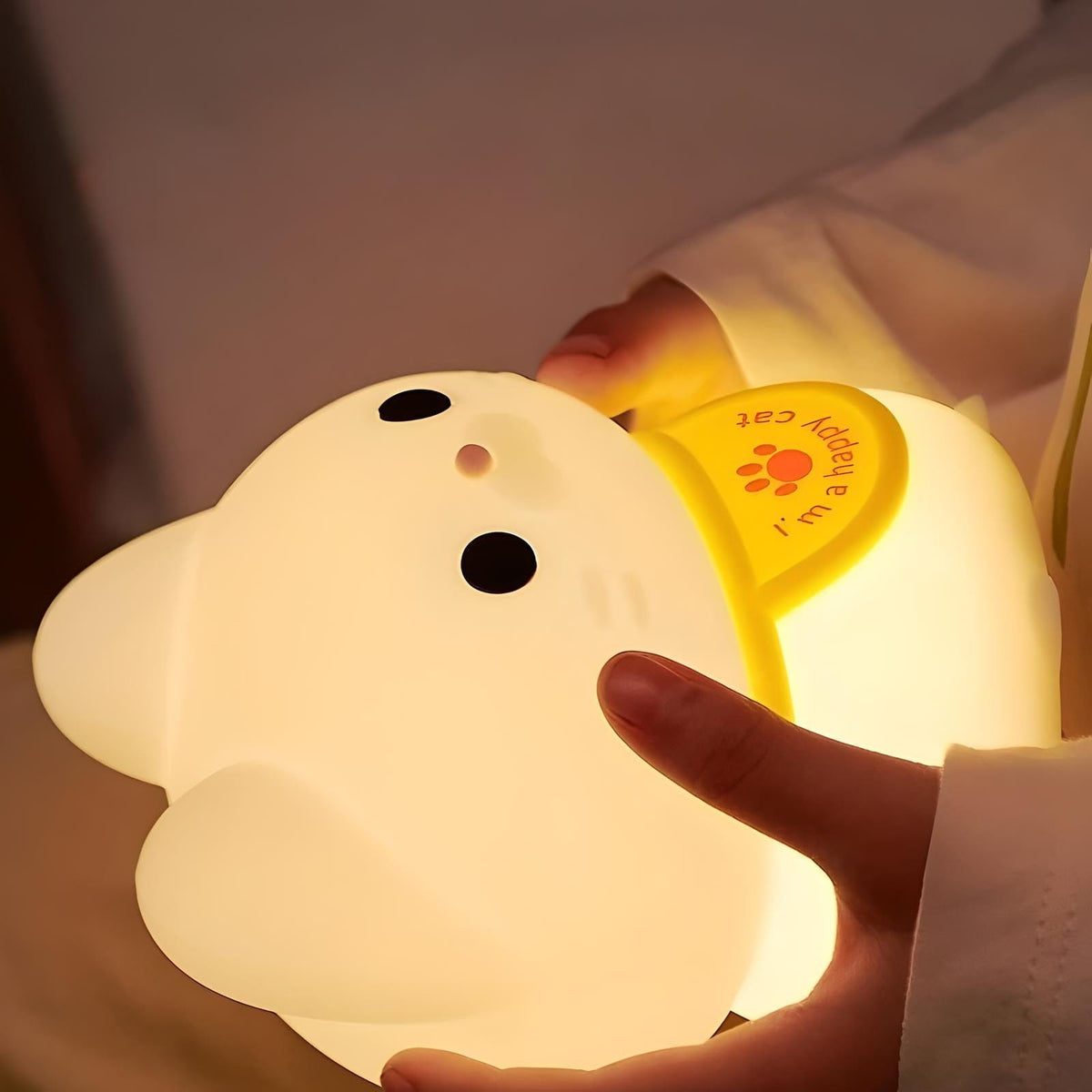 Veilleuse chat porte bonheur lumière apaisante enfant
