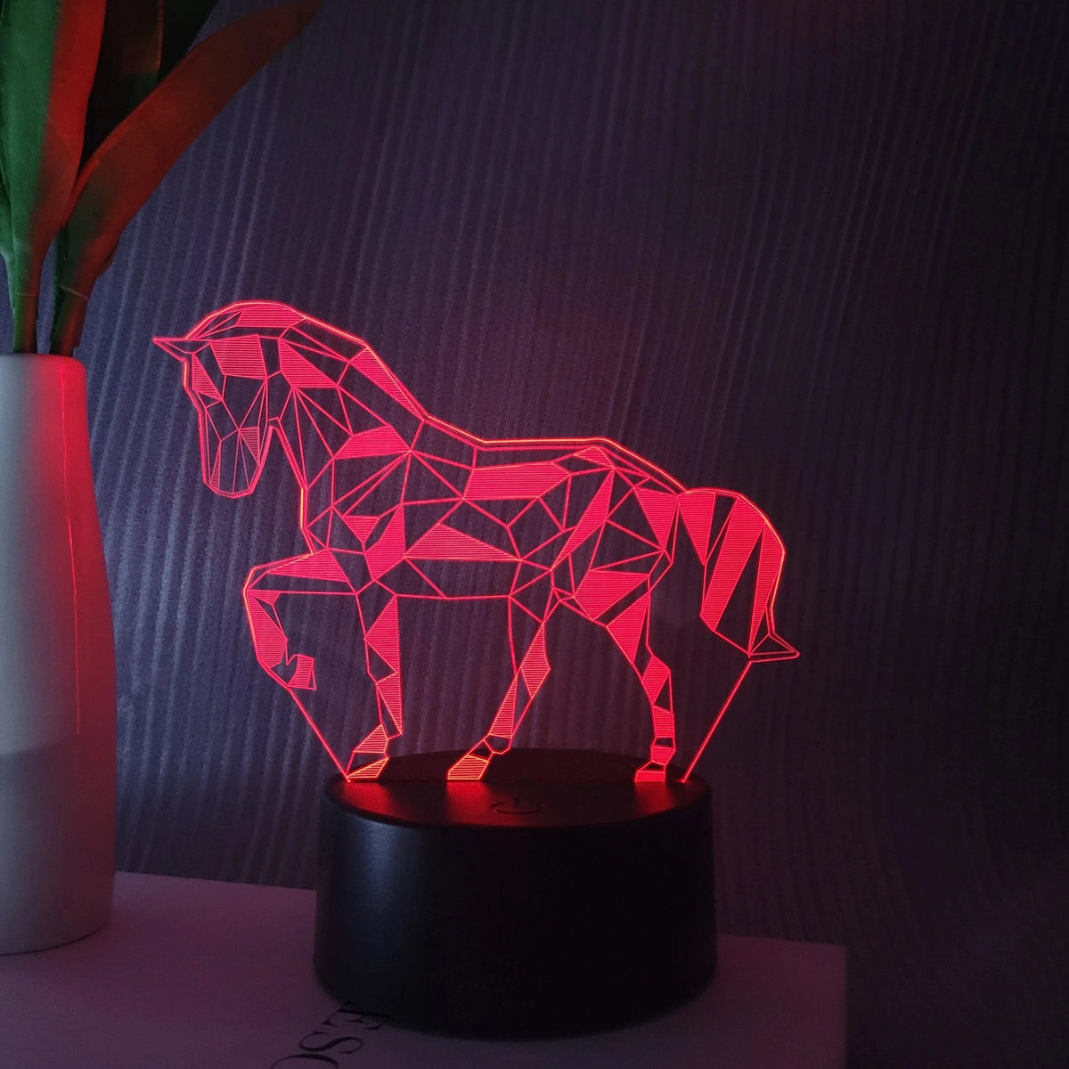 Veilleuse cheval lumineux ambiance douce en 3D