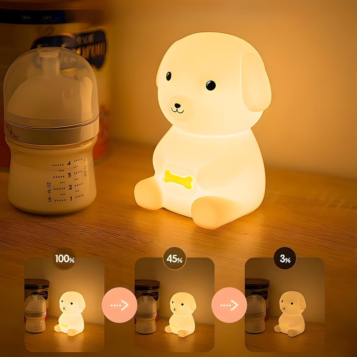 Veilleuse chien dégradé multicolore led pour chambre enfant