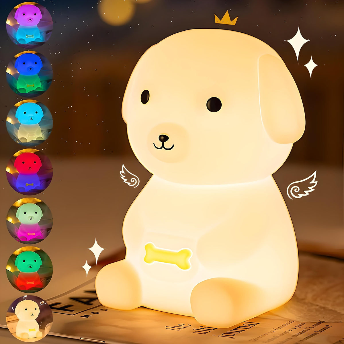 Veilleuse chien dégradé multicolore led pour chambre enfant