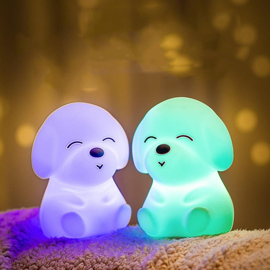 Veilleuse chien silicone rechargeable mignonne lumière douce
