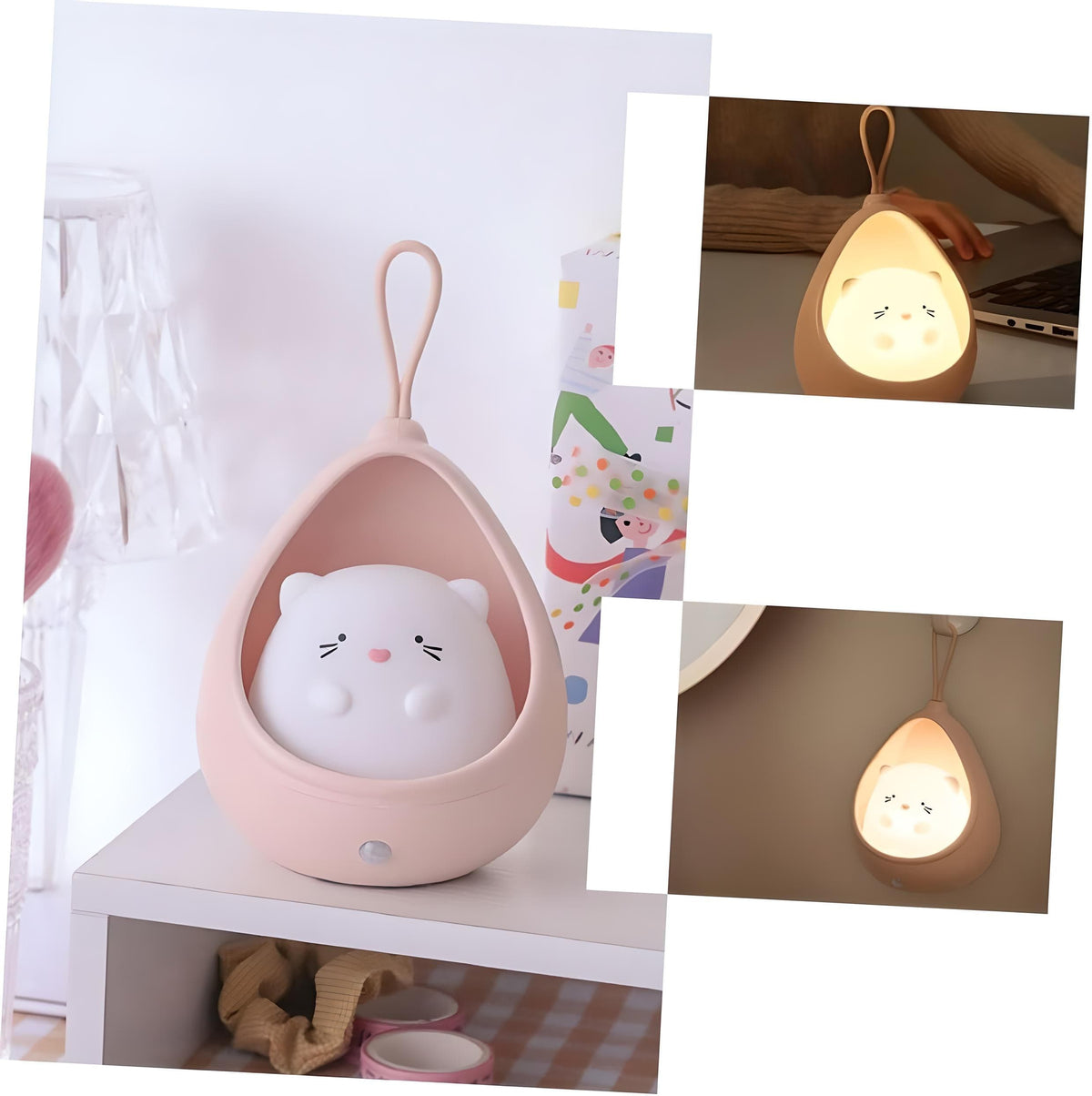 Veilleuse chat murale led mignonne lumière douce de nuit