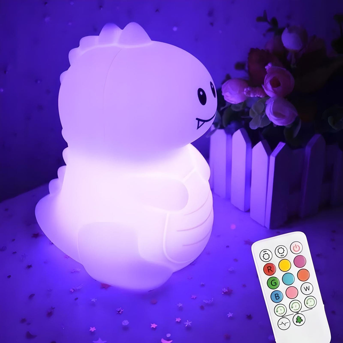 Veilleuse dinosaure blanc mignon lumière douce enfant