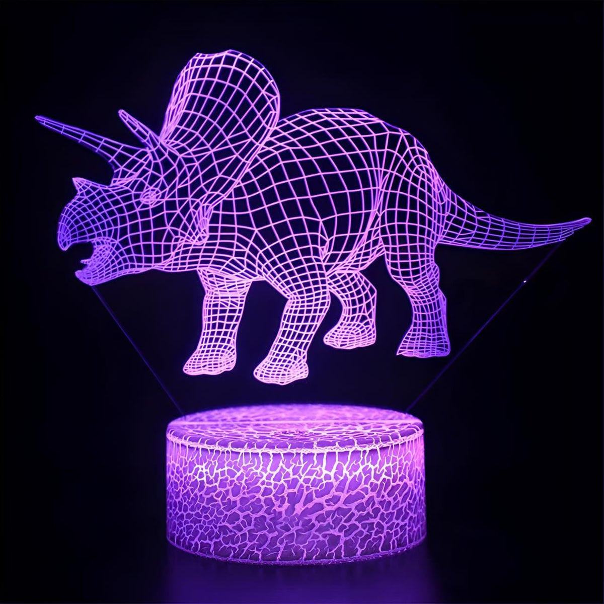 Veilleuse dinosaure triceratops 3D lumière ambiance chambre enfant