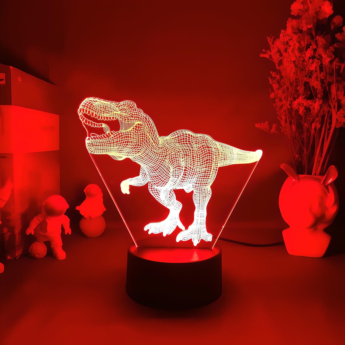 Veilleuse dinosaure tyrannosaure 3D lumière ambiance chambre enfant