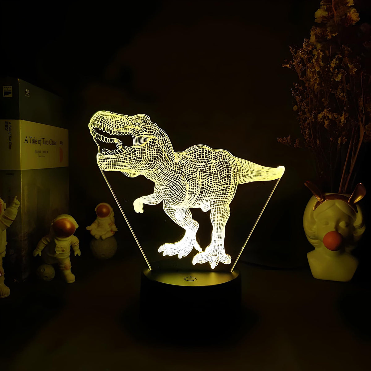 Veilleuse dinosaure tyrannosaure 3D lumière ambiance chambre enfant