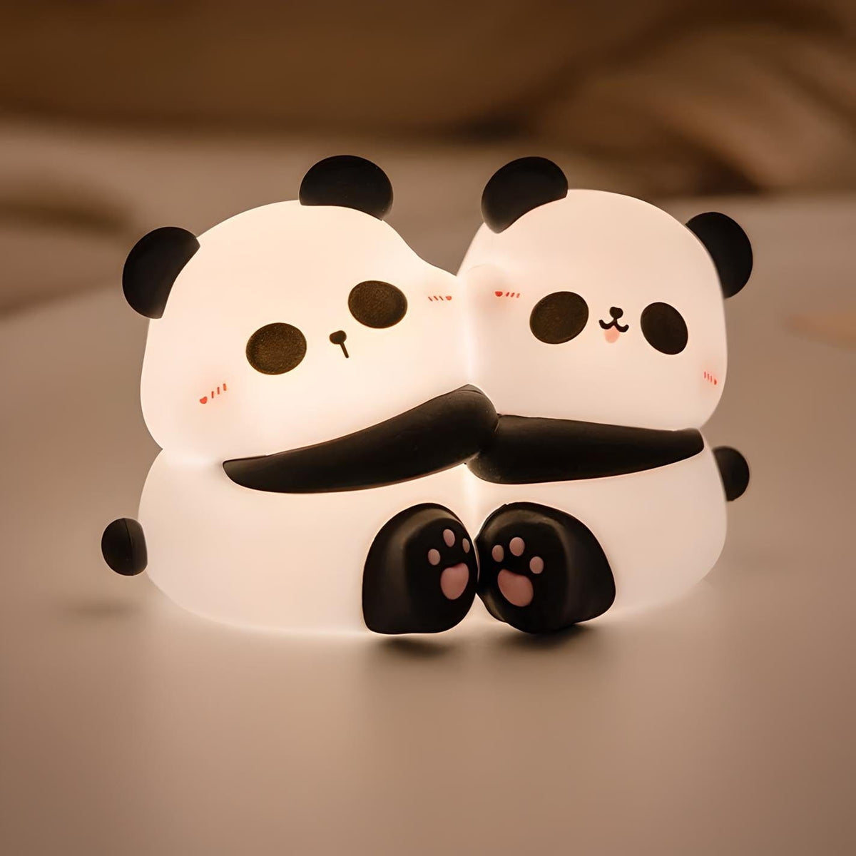 Veilleuse double panda câlin lumière douce enfant