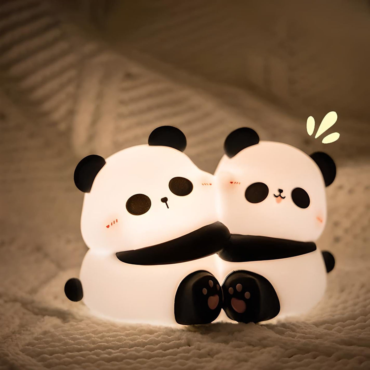 Veilleuse double panda câlin lumière douce enfant
