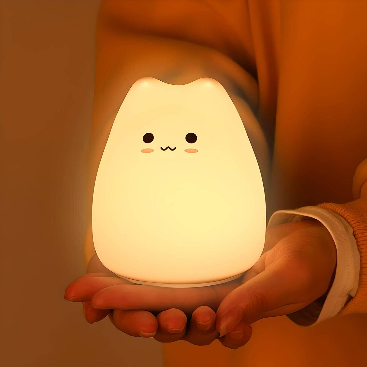 Veilleuse chat kawaii led mignonne lumière douce de nuit