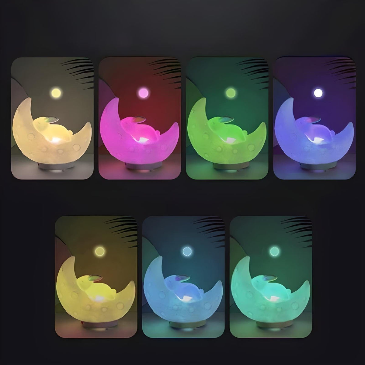 Veilleuse lapin lune décorative lumière douce enfant