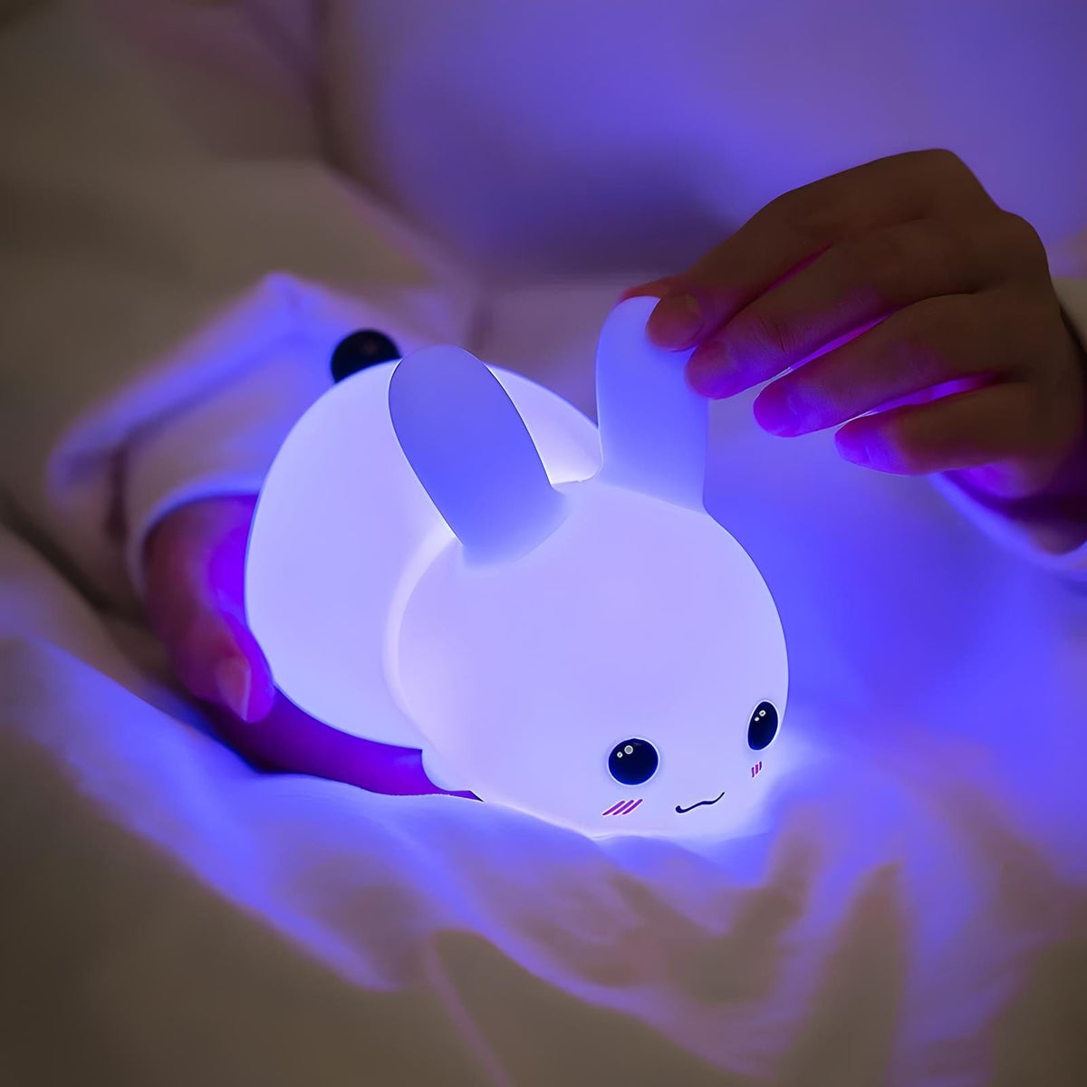 Veilleuse lapin mignon lumière douce pour enfant