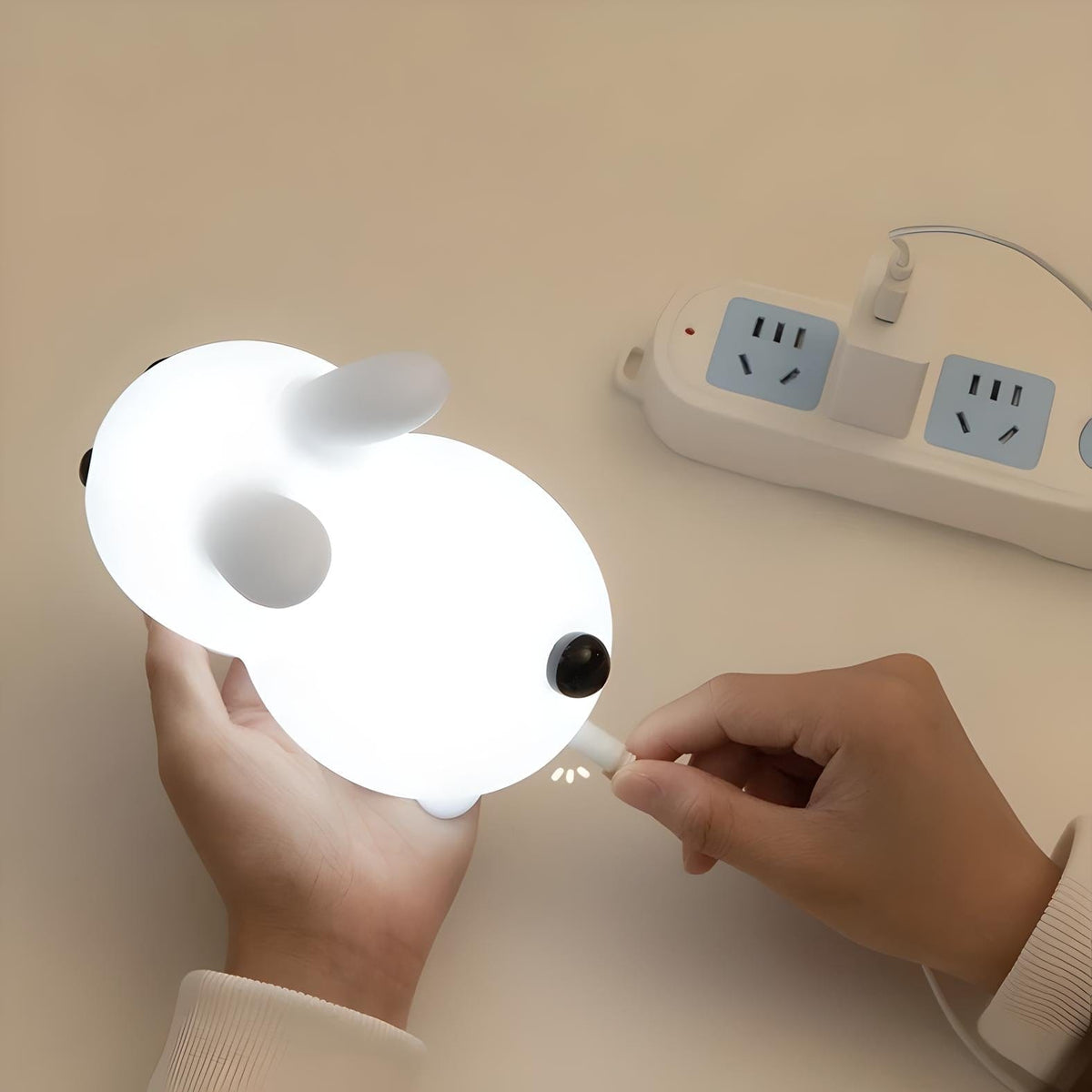 Veilleuse lapin mignon lumière douce pour enfant