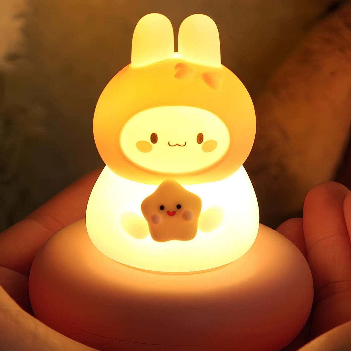 Veilleuse lapin décorative sur socle ambiance lumineuse douce