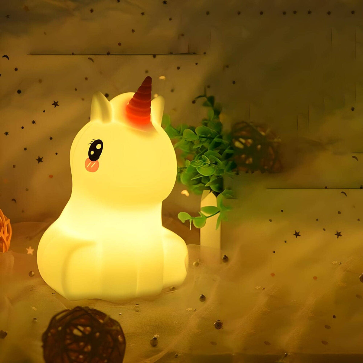 Veilleuse licorne mignonne télécommandée multicolore pour enfant