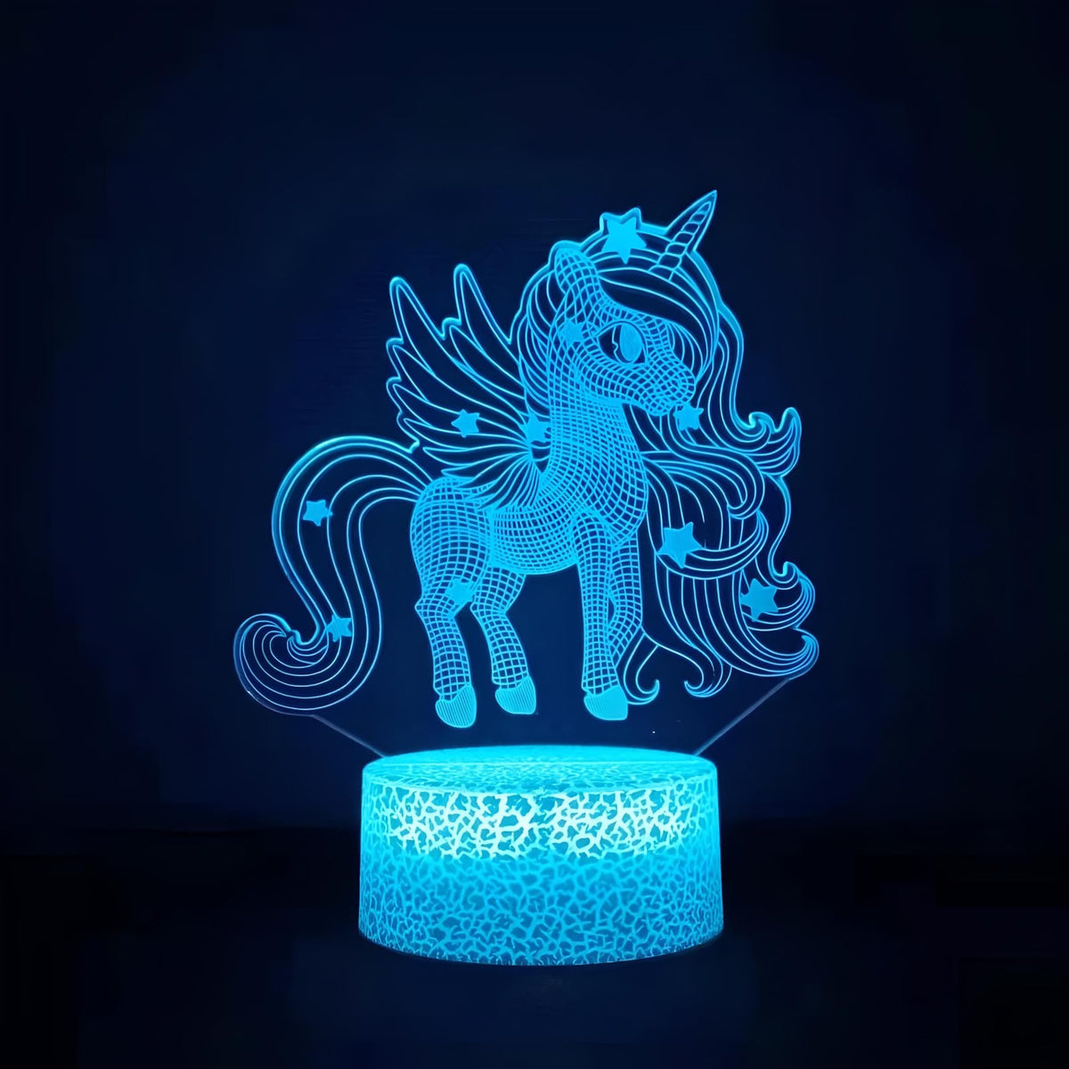 Veilleuse licorne lumineuse multicolore en 3D pour enfant