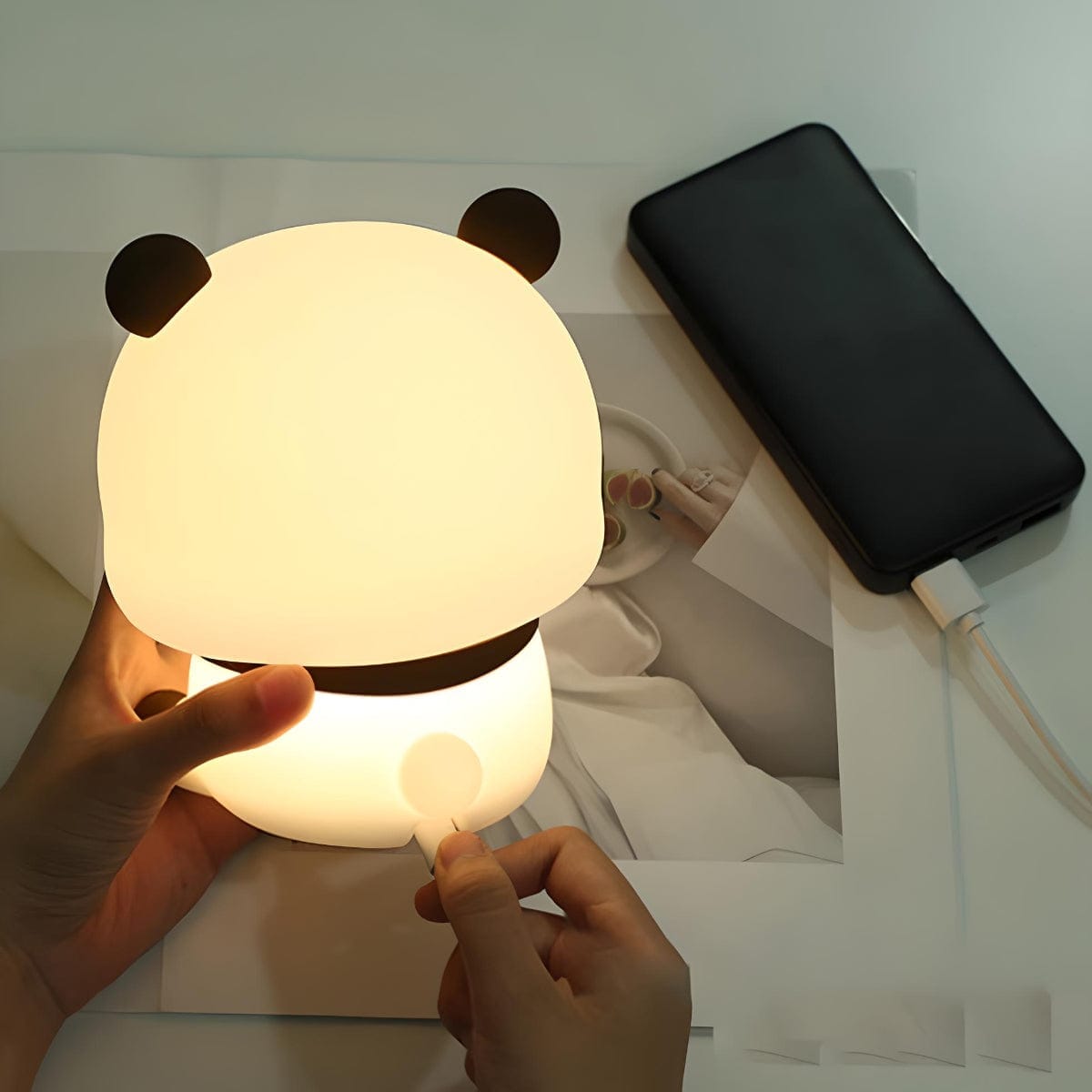 Veilleuse panda sans fil rechargeable pour chambre enfant