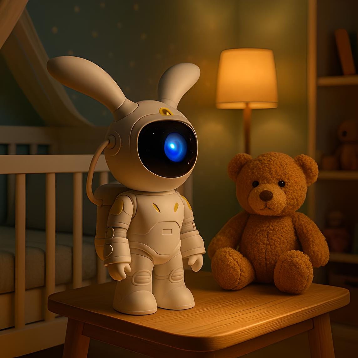 Veilleuse projecteur astronaute lapin ambiance étoilée