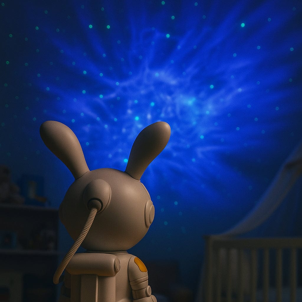 Veilleuse projecteur astronaute lapin ambiance étoilée