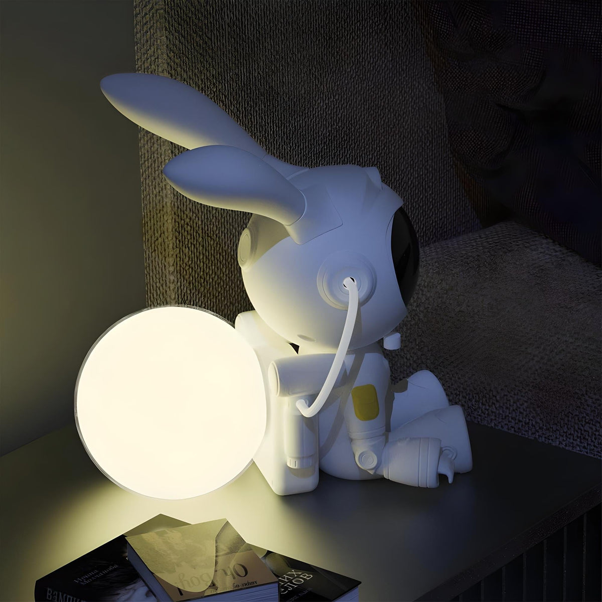 Veilleuse projecteur astronaute lapin lune ciel étoilé