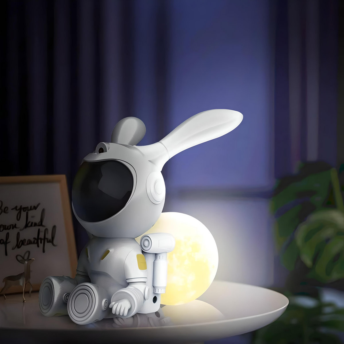 Veilleuse projecteur astronaute lapin lune ciel étoilé