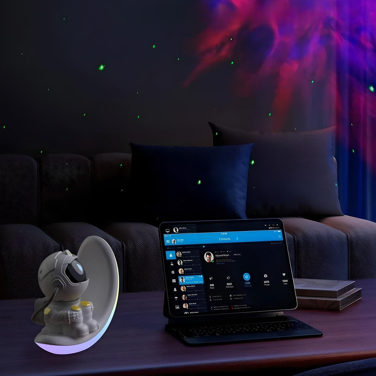 Veilleuse projection astronaute rgb lumineuse multicolore