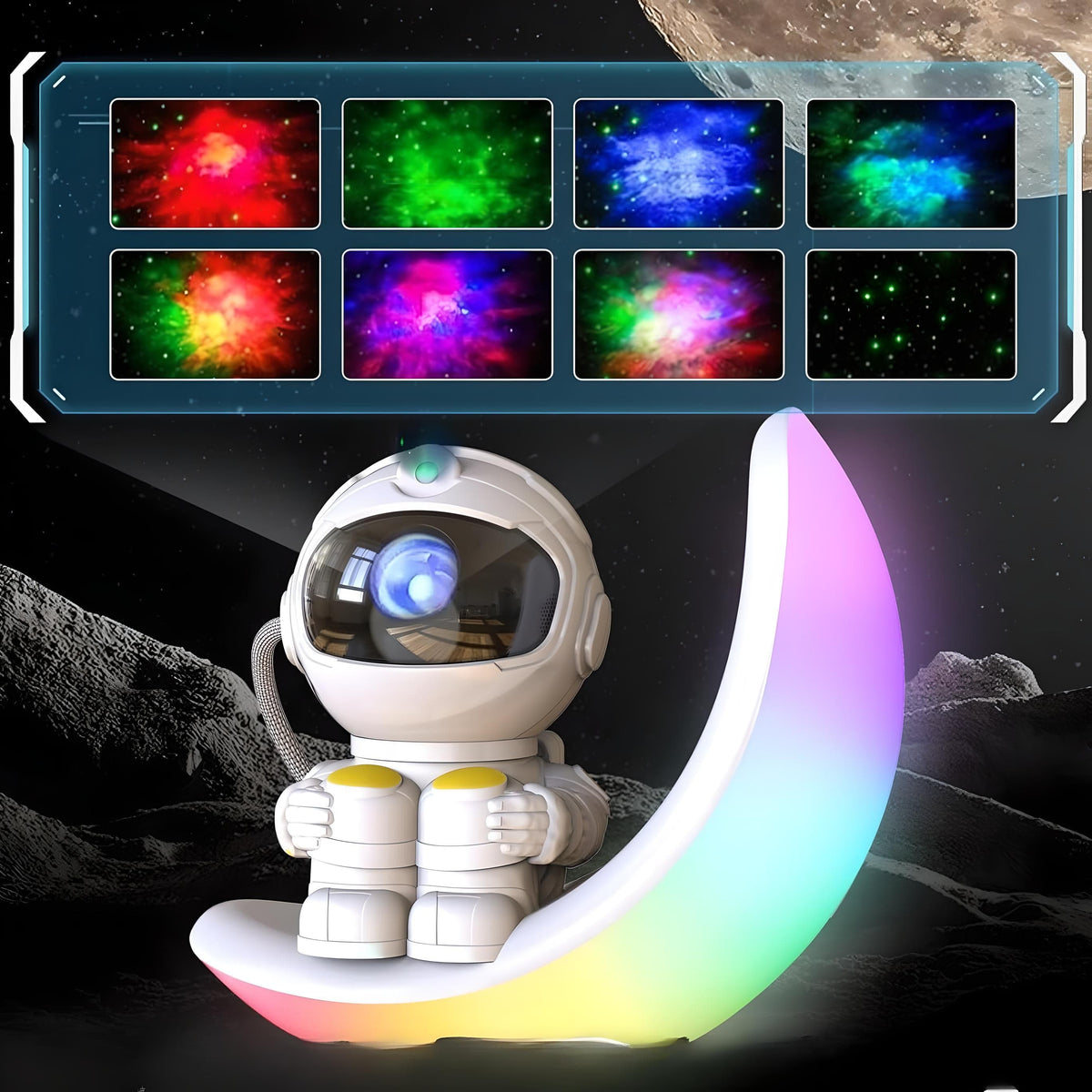 Veilleuse projection astronaute rgb lumineuse multicolore