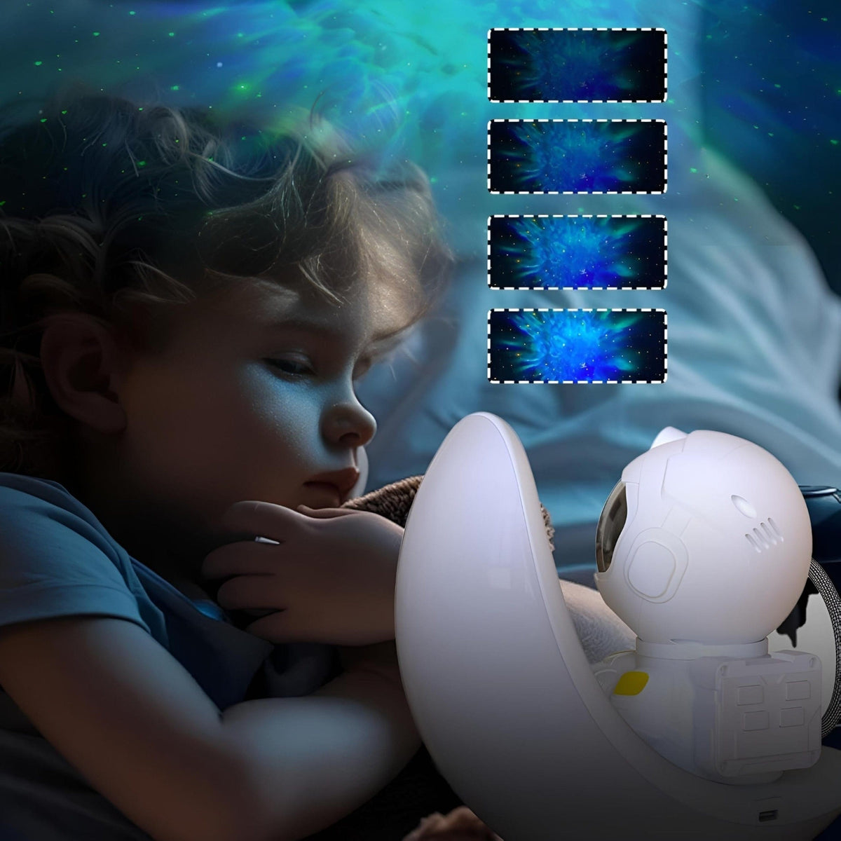 Veilleuse projection astronaute rgb lumineuse multicolore