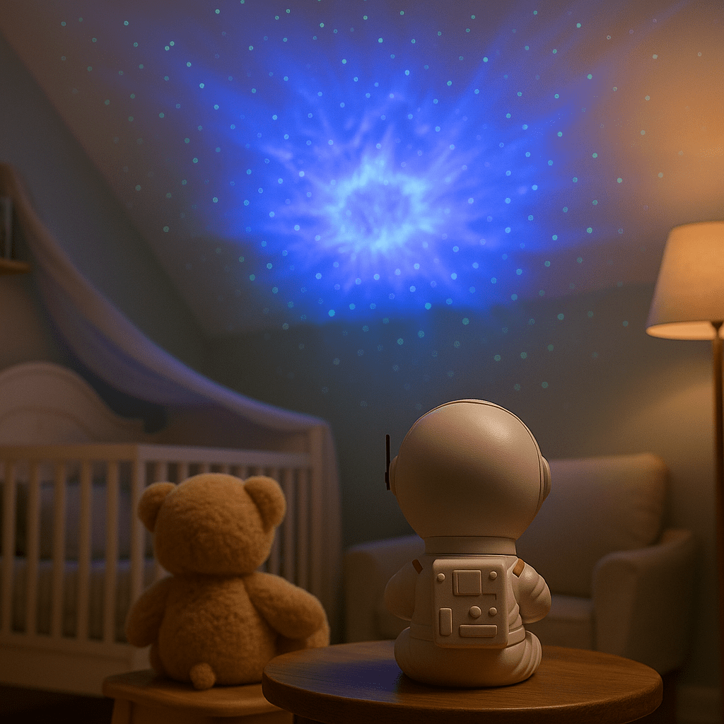 Veilleuse astronaute guitare blanche projection lumineuse