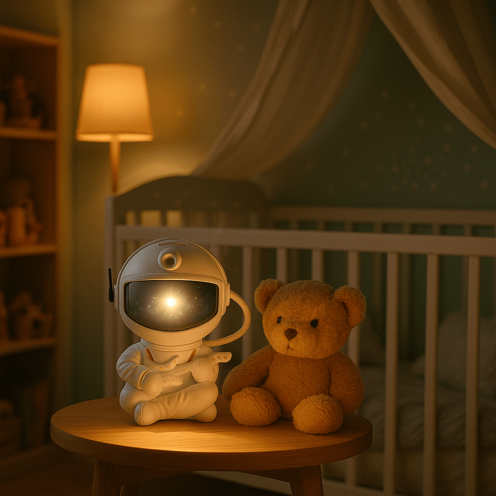 Veilleuse astronaute guitare blanche projection lumineuse