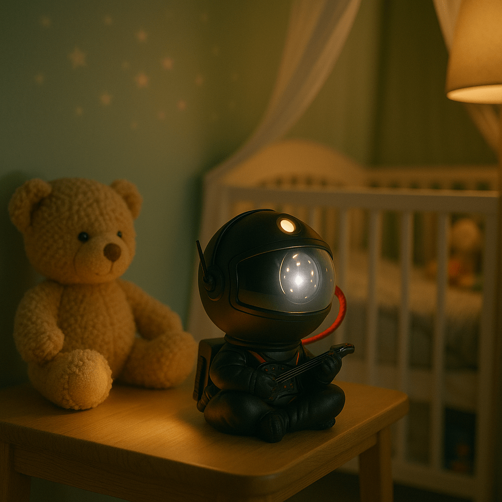 Veilleuse projection astronaute guitare noire lumineuse