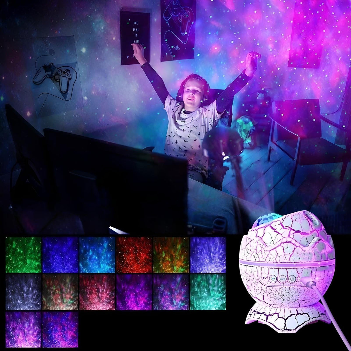 Veilleuse projection dinosaure lumineuse pour chambre enfant