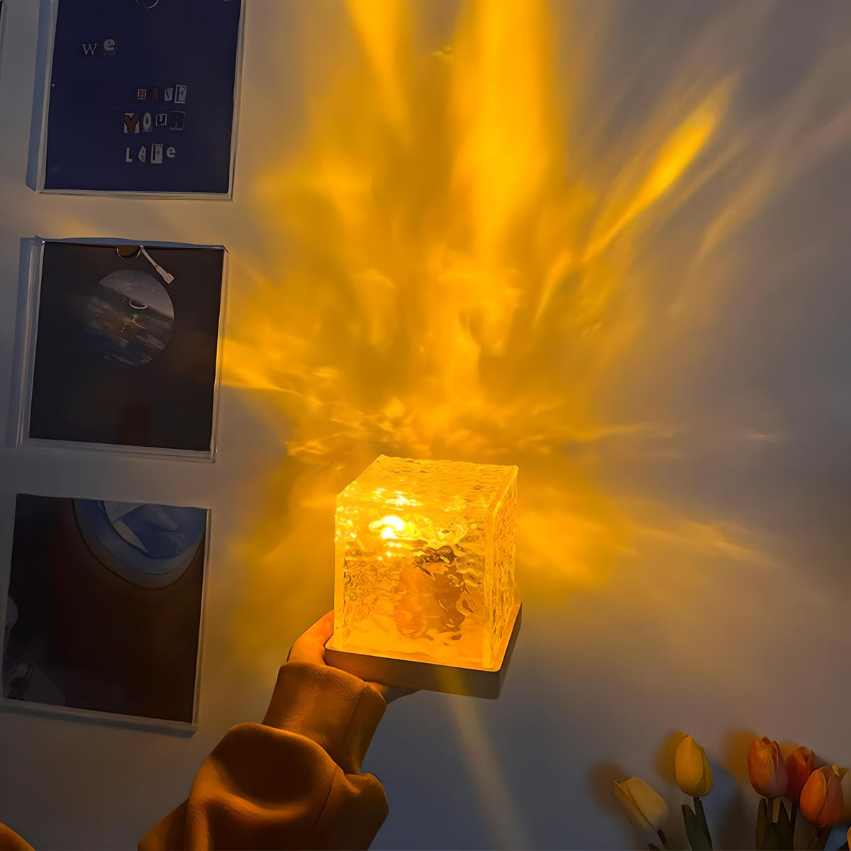 Veilleuse projection ondulation effet mer apaisant