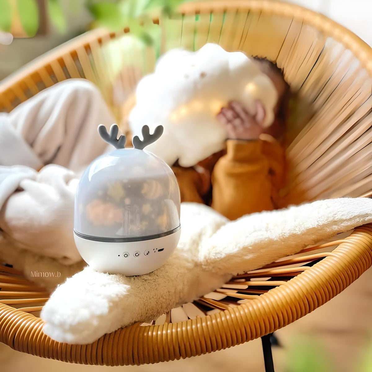 Veilleuse projection tournante musicale avec lumières apaisantes