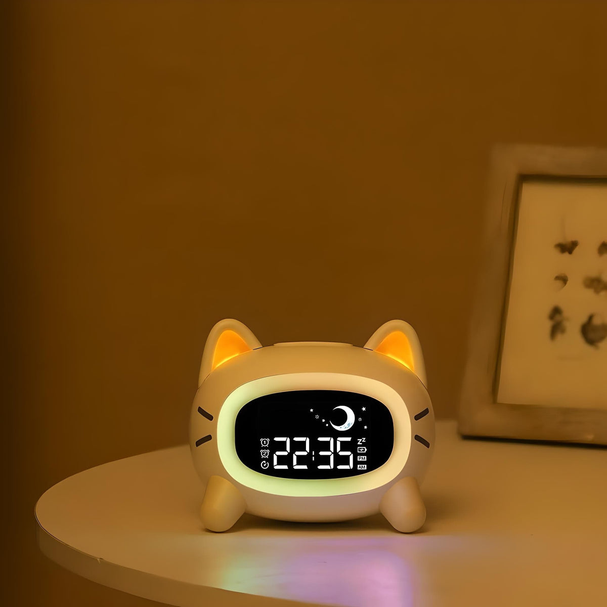 Veilleuse chat réveil mignon lumineux pour chambre enfant