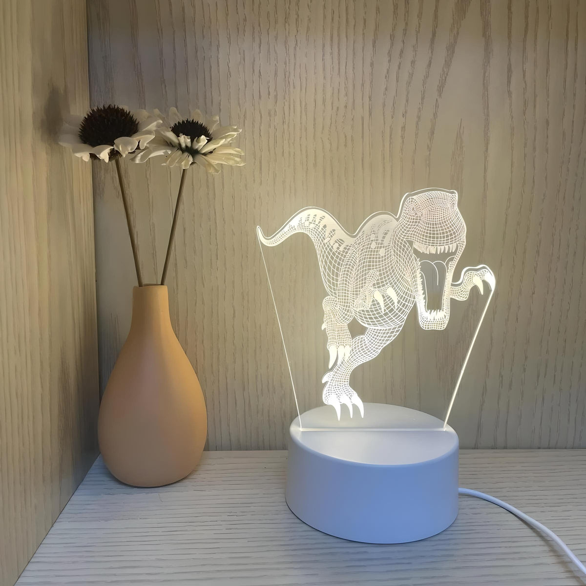 Veilleuse dinosaure T Rex 3D lumière colorée enfant