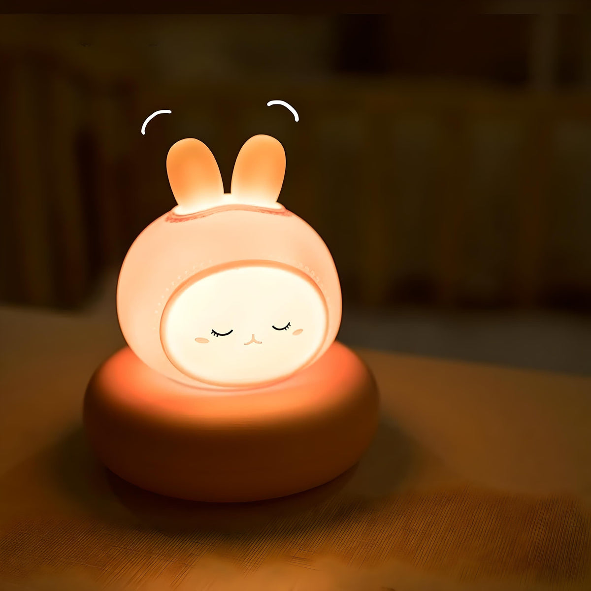 Veilleuse tête de lapin sur socle ambiance apaisante